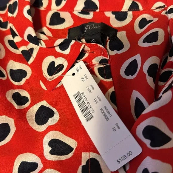 J Crew Classic-fit boy shirt in silk heart print size 10 - Picture 7 of 8